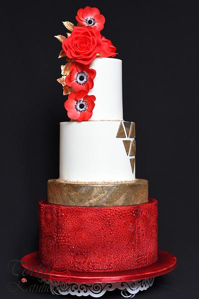 Wedding Cake in Red - Cake by Torty Katulienka