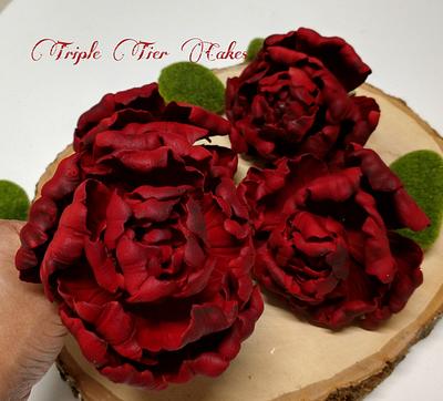 Gumpast Peony flowers - Cake by Triple Tier Cakes