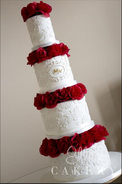 Elegant Red Wedding Cake - Cake by LadyTangerine