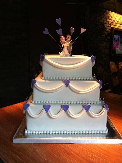 Wedding cake with drapes and hearts - Cake by Cakesue