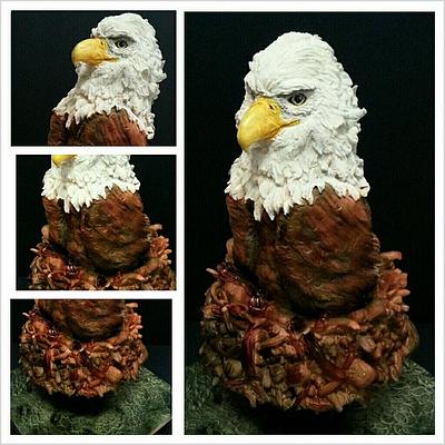 eddie the eagle cake sat in his floating nest  xxx 2 foot tall  - Cake by kaykes