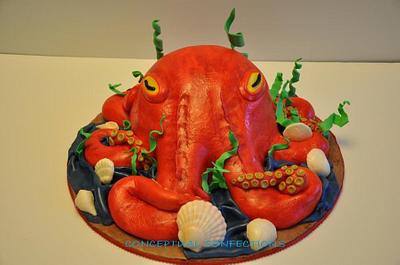 Red Octopus Cake - Cake by Jessica