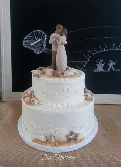 Beach Wedding Cake with Willow Tree Topper - Cake by Donna Tokazowski- Cake Hatteras, Martinsburg WV