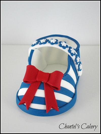 Stripy baby shoe - Cake by Chantel's Cakery