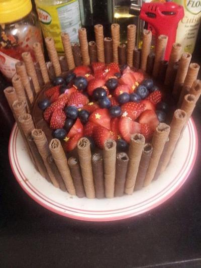 chocolate cake with cigarellos and fresh berries - Cake by sinisterbaker