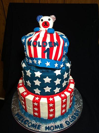 Red, White, & Blue Teddy Bear - Cake by HOPE