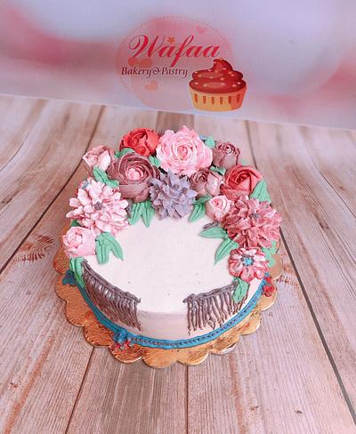Butter cream flower cake  - Cake by Wafaa mahmoud