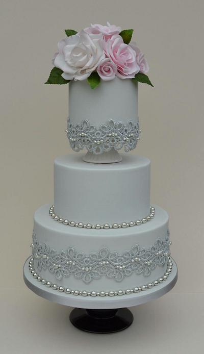 Grey & Pink Wedding Cake - Cake by Tilly Scrumptious