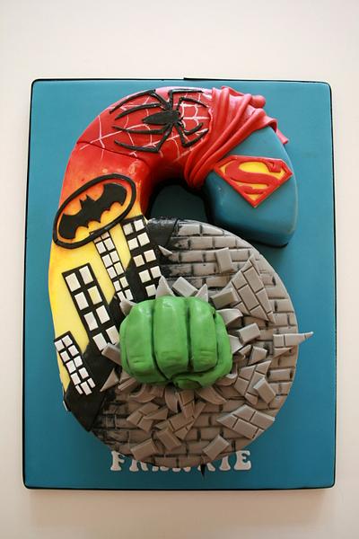 Number 6 Super hero cake - Cake by Alison Lee