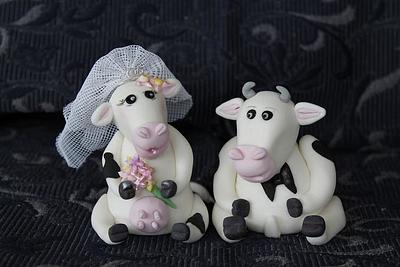 Bride and Groom Cow and Bull - Cake by Julz Pilkington