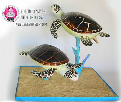 Gravity defying Sea Turtle cake - Cake by Danielle Lechuga