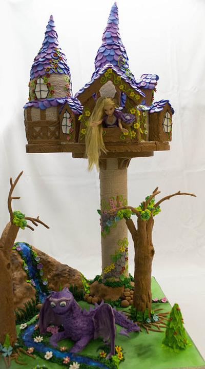 Tangled Tower and dragon cake  - Cake by liesel