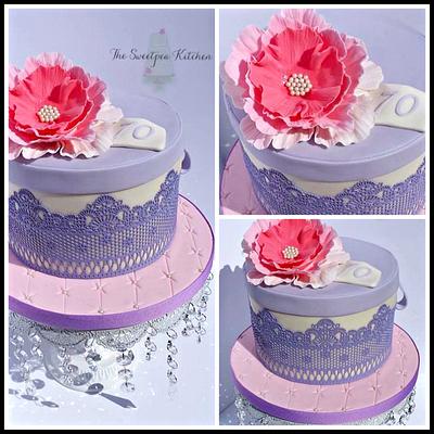 Lilac Lace Hat Box  - Cake by The Sweetpea Kitchen 