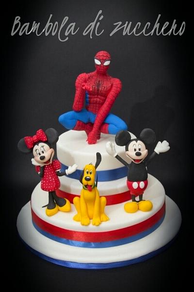 Spiderman & Mickey Mouse Cake - Cake by bamboladizucchero