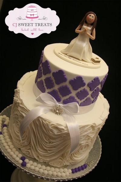Purple & White First Communion - Cake by cjsweettreats