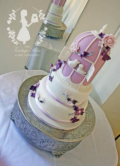 Mauve birdcage wedding cake - Cake by Bethany - The Vintage Rose Cake Company