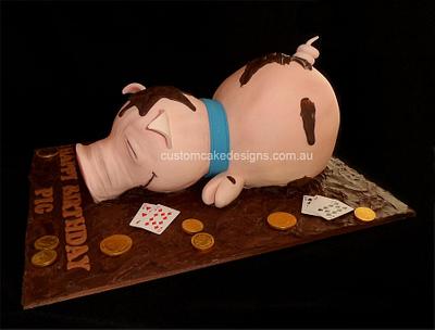 Pig in the Mud - Cake by Custom Cake Designs