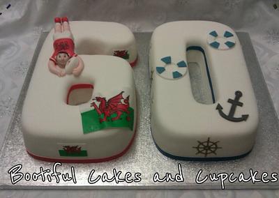 rugby/nautical number cake - Cake by bootifulcakes
