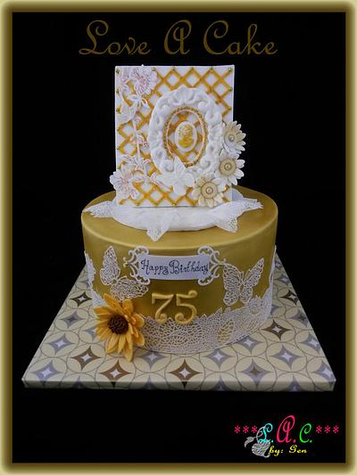 Cameo 'n Lace-themed 75th Birthday Cake - Cake by genzLoveACake