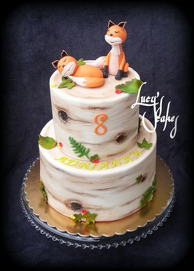 Birch cake with foxes - Cake by Lucyscakes