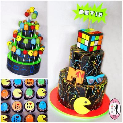 80's theme cake, cake pops and cupcakes - Cake by Tali