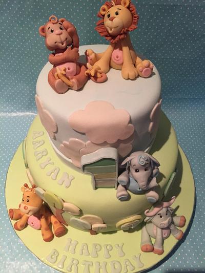 Baby big five 1st birthday cake - Cake by JanineD