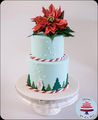 Poinsettia Christmas Cake - Cake by Veenas Art of Cakes 