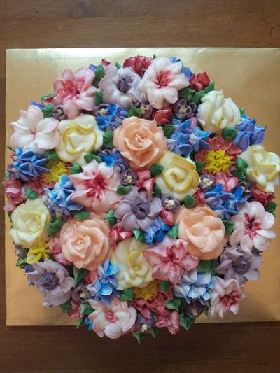 A Mother's Day buttercream bouquet. - Cake by Che Yan