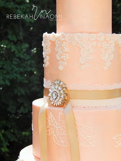 Pearlized Peach Wedding Cake - Cake by Rebekah Naomi Cake Design