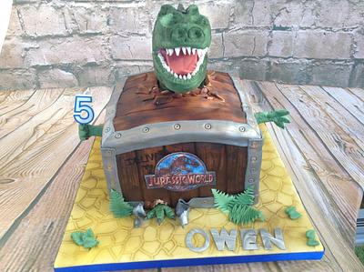 Crate Busting Dinosaur  - Cake by Sweet Lakes Cakes