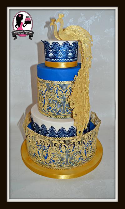 Opulent Peacock Themed Wedding Cake - Cake by Sensational Sugar Art by Sarah Lou