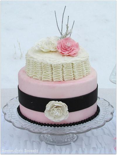 Winter Pink & White Wedding Cake - Cake by Samantha Eyth