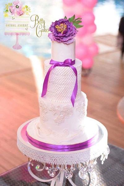 Purple peony wedding cake  - Cake by BettyCakesEbthal 