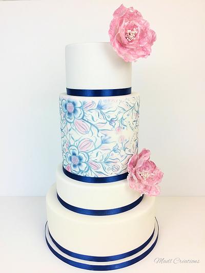 wedding cake wafer paper flowers - Cake by Cindy Sauvage 