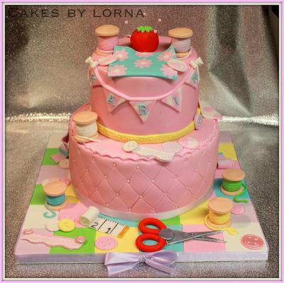 Sewing Theme Cake Two Tier - Cake by Cakes by Lorna