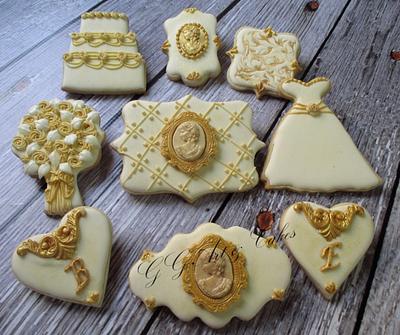 Wedding Cookies (Gold Theme) - Cake by GGArtandCakes
