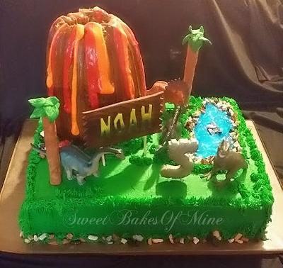 Dinosaur Volcano Cake - Cake by Yaneri