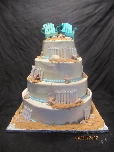 Beach themed wedding cake.   - Cake by kimma