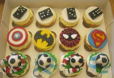 Superheroes, Dominoes and Football - Fathers Day - Cake by Essentially Cakes