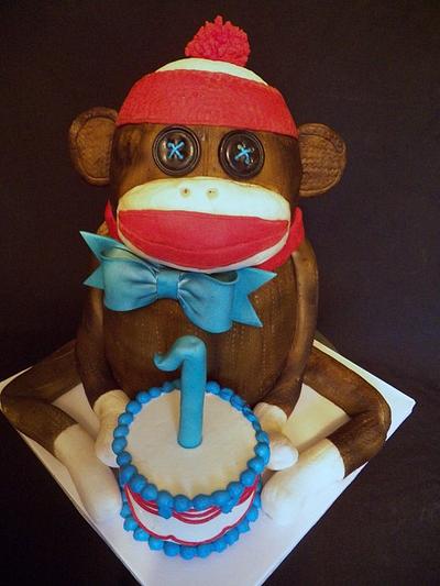 Sock Monkey 1st Birthday - Cake by Sarah Myers