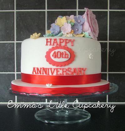 40th Wedding Anniversary Cake - Cake by Emma