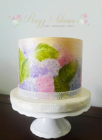 Hand Painted Cake - Hydrangeas - Cake by Razz Adams