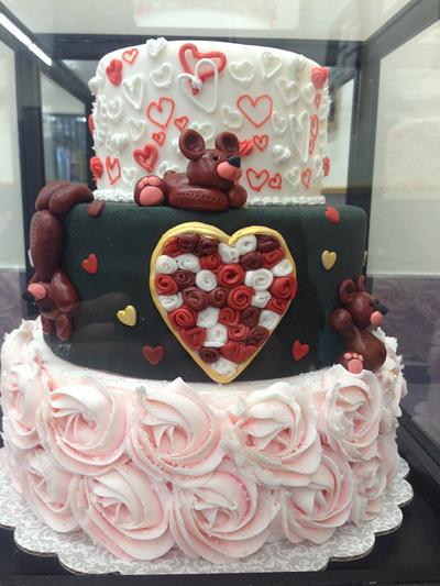 Valentine's Day Cake with Bears & Hearts - Cake by Joliez