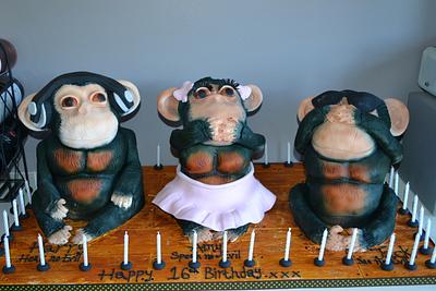 My Three Wise Monkey's - Cake by lululovesrocky