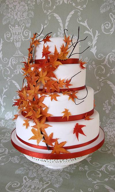 Autumn Leaves Wedding Cake - Cake by Jayne Worboys