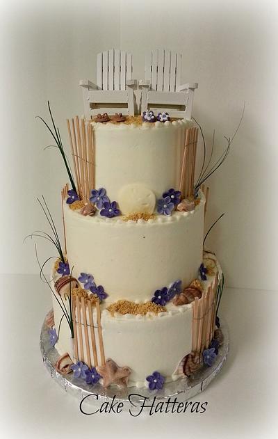 Violet and Lavender Beach Wedding Cake - Cake by Donna Tokazowski- Cake Hatteras, Martinsburg WV