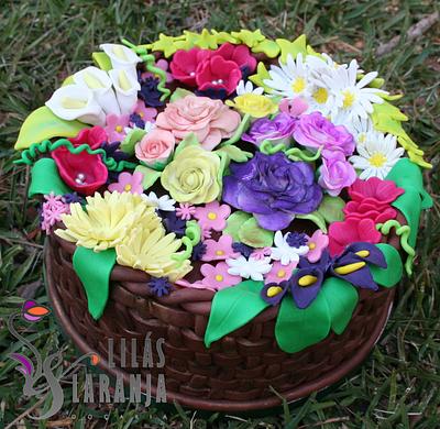 A basket of flowers - Cake by Lilas e Laranja (by Teresa de Gruyter)