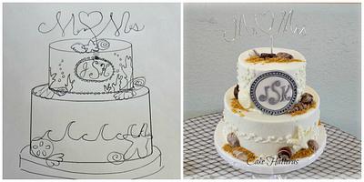 Beach Wedding Cake With Monogram - Cake by Donna Tokazowski- Cake Hatteras, Martinsburg WV