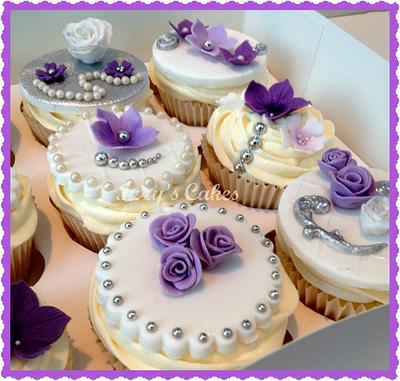 Lilac and silver engagement cupcakes - Cake by The Rosehip Bakery
