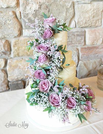 fresh flower cascade  - Cake by Sharon, Sadie May Cakes 
